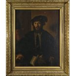 European School (19th century), Portrait of a Scholar, oil on canvas, unsigned, overall (with