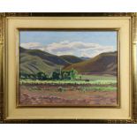 Oscar Galgiani (American, 1903-1994), "Farmland," 1933, oil on board, signed and dated lower left,