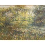 Blanche Hoschede Monet, (French, 1865-1947), "Le Petit Pont Japonais a Giverny," oil on canvas,
