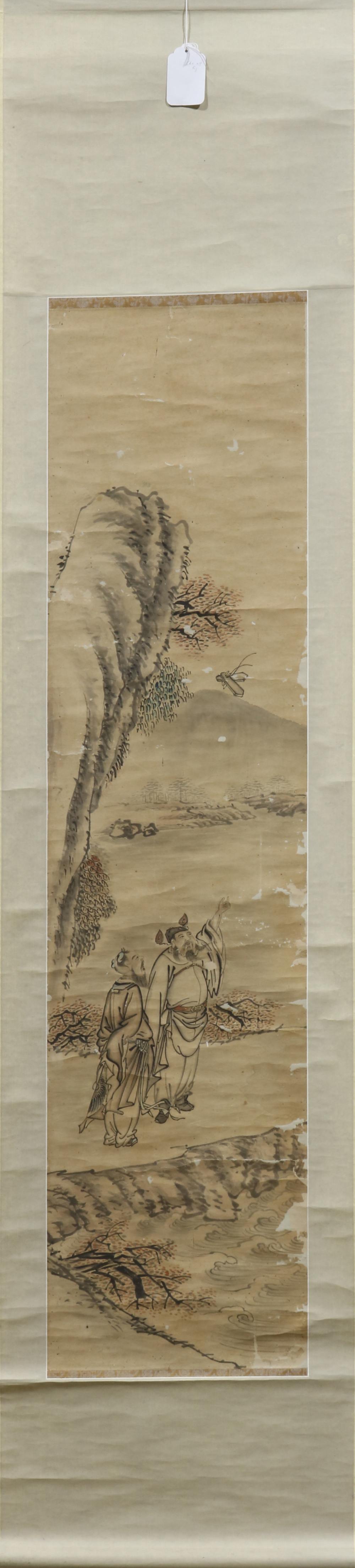 (lot of 2) Anonymous (Chinese), Figures, ink and color on paper, with scholars and attendants, - Image 2 of 5