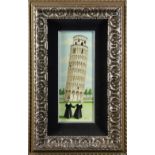 Joan Wilkie (Australian, 20th century), Two Nuns, Near Leaning Tower of Pisa, oil on board, signed