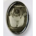 Nude Spread, vintage photograph in lucite paper weight, overall: 1"h x 3"w x 4"d