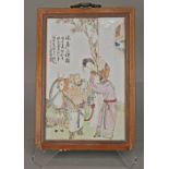 Chinese enameled porcelain plaque, featuring the three heros of 'feng chen san xia', the left