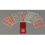 (lot of 22) Chinese, Taiwanese and Japanese paper money, mostly from 1940's; and one medal