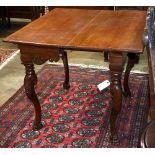 Carved mahogany flip top games table, 30.5"h