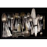 (lot of 50) Continental .800 and plated flatware group, consisting of teaspoons, demitasse spoons,