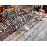 (lot of 3) Hollywood Regency style cocktail table, having a plate glass top, over a chrome base with