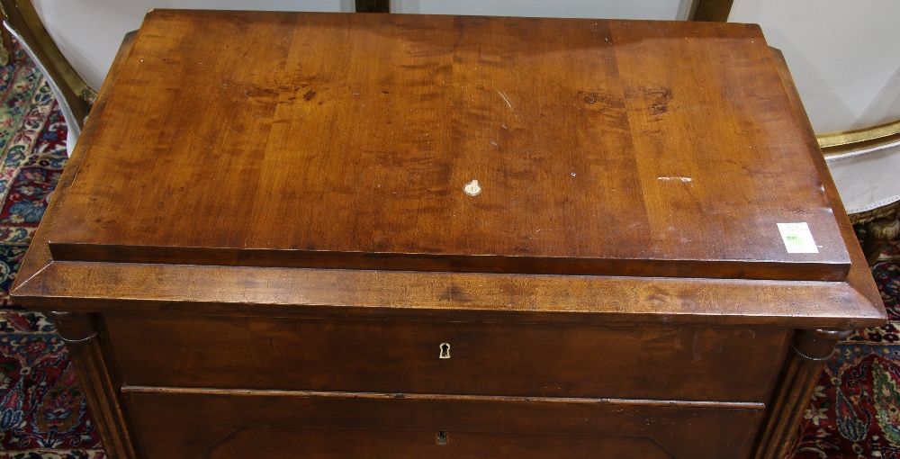 Austrian chest circa 1850, having a casket form top, above the three drawer case, flanked with - Image 2 of 2