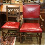 (lot of 6) Continental Renaissance revival style dining chairs, comprises (2) armchairs having
