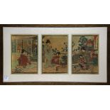 Yosai Nobukazu (Japanese, 1872-1944), Meiji period, triptych woodblock prints, depicting a young