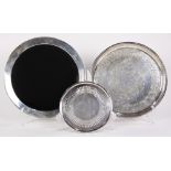 (lot of 3) Sterling silver and silver plate trays, consisting of a Reed and Barton ebonized tray