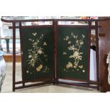 Japanese two-panel wooden screen, Meiji period, pheasant chicks, chrysanthemums, peonies, sparrows