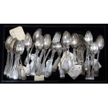 (lot of approx. 41) Collection of English and Federal silver flatware, mostly coin silver and mostly