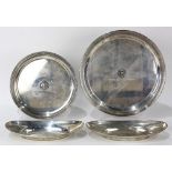 (lot of 4) American sterling trays, consisting of a pair of oval sterling serving dishes, by Gorham,