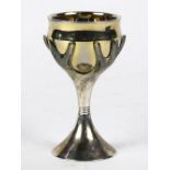 Silverplate and gilt Rosenthal Kiddush cup, The Tree of Life wraps around the bowl, signed Sandra