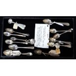 (lot of 14) of American and English 5 o'clock tea spoons, mostly coin silver, many 18th/early 19th