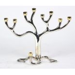 Silverplate Rosenthal menorah, by Sandra Kravitz, the menorah in the form of the Tree of Life the