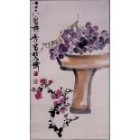 Manner of Xu Linlu (Chinese, 1916-2011), Grapes and Prunus, ink and color on paper, with colophon to