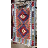 (lot of 2) Flatweave kilim carpets, largest 3'11"w x 6'l