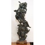 Paul Crites (American, 20th century) "Crazy Horses" cast bronze figural sculpture, rising on a