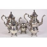 (lot of 5) Birmingham & Co. silverplate tea service, mid-20th century, each with leaf-capped