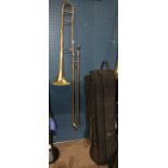 Collegiate trombone with case, case: 36"l