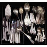 (lot of 57) Continental .800 silver and silverplate flatware group, consisting of dinner knives,