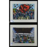 (lot of 2) Kadowaki Shunichi (Japanese, 1913-2006), 'Zenkoji temple' and 'Hamamatsu Kite Contest',