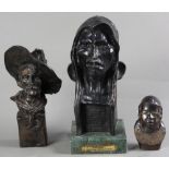 (lot of 3) Sculpture group, consisting of a bronzed sculpture after Frederic Remington 'the