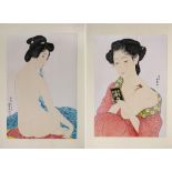 (lot of 2) Hashiguchi Goyo (Japanese, 1880-1921), 'Tekagami' and 'Yawahada', woodblock prints,