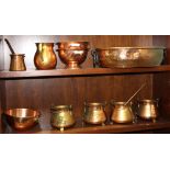 (lot of 10) Copper pot group, consisting of (10) various copper pots, including (4) footed pails