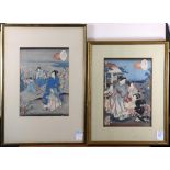 (lot of 2) Utagawa Kunisada (Japanese, 1786-1865), 19th century, woodblock prints, one 'Firefly