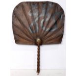 Japanese uchiwa fan for ceremonial use, late Edo period (1603-1868), brown oiled paper with wooden