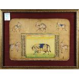 (lot of 2) Indian illustrated manuscripts, featuring the outlines of various beasts containing