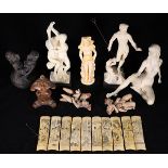 (lot of 16) Figural group having erotic themes, including Hercules and Diomedes, Neptune, Seated
