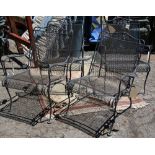 (lot of 4) Victorian style cast iron garden chairs, each having floral detail, 32"h x 27"w