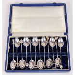 (lot of 12) American sterling silver themed demitasse spoons, each with a Japanese iconic charm, 4.8