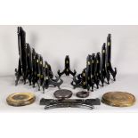 (lot of 18) Chinese wood stands, including plate stands and circular bases of various sizes,