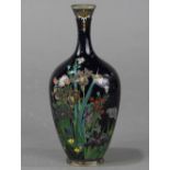 Japanese cloisonne vase, small elongated neck above the rounded shoulder and body, decorated with