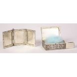 (lot of 2) Italian silver vanity articles, each with incised accents, consisting of a compact with