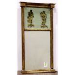 Partial gilt trumeau mirror, decorated with a Classical style figures playing musical instruments,