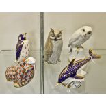 (lot of 10) Porcelain figural group, consisting of (3) Royal Crown Derby animals including a walrus,