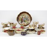 (lot of 21) Royal Vienna style porcelain group, consisting of (18) polychrome and partial gilt