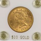 1882 $10 Gold U.S. Coin, Marked BU Slab