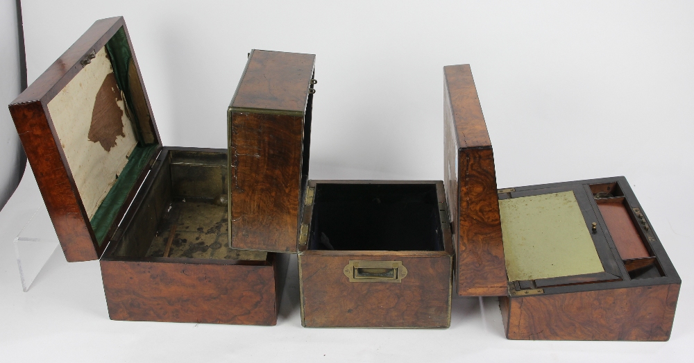 (lot of 3) 19th Century English lap desk group, consisting of a burl wood rectangular form box - Image 2 of 2