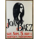 Vintage Rock Poster, "Joan Baez, Monterey Fairgrounds," offset print in colors, overall (with