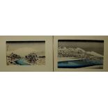 (lot of 2) Hashiguchi Goyo (Japanese, 1880-1921), 'Sanjo Bridge, Kyoto' and 'Ibuki Mountain in