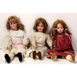 (lot of 11) Continental doll group, consisting of (3) German porcelain bisque head dolls,