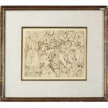 Follower of William Hogarth (British, 1697-1764), Brothel Scene, circa 1740, ink on paper, unsigned,