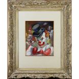 Julian Ritter (American, 1909-2000), Four Clowns, oil on board, signed lower right, overall (with